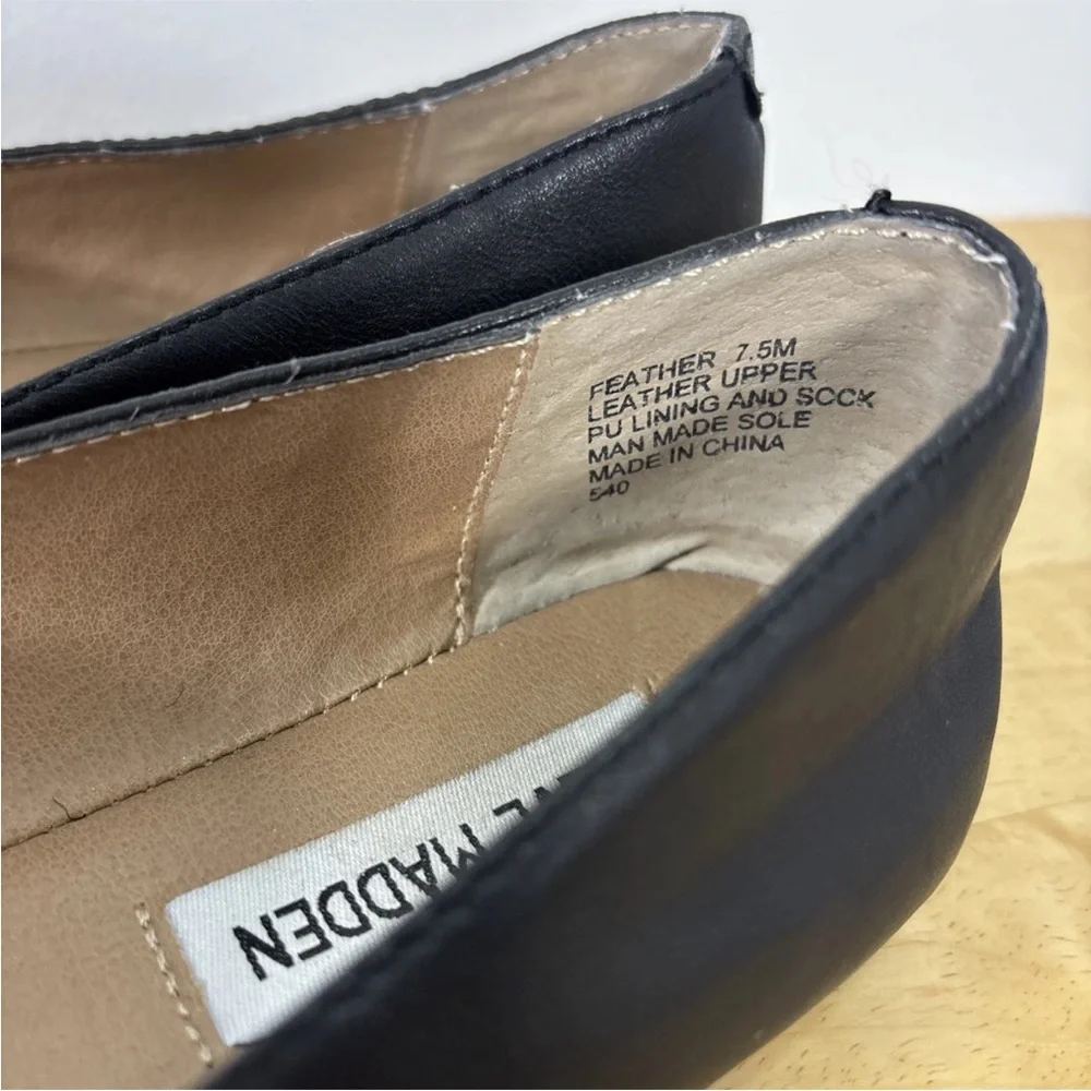 Steve Madden Women's Size 7.5 Leather Black Loafer Flats - Picture 5 of 9